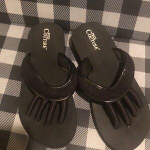 Pedicure sandals, black, fits 7-7.5